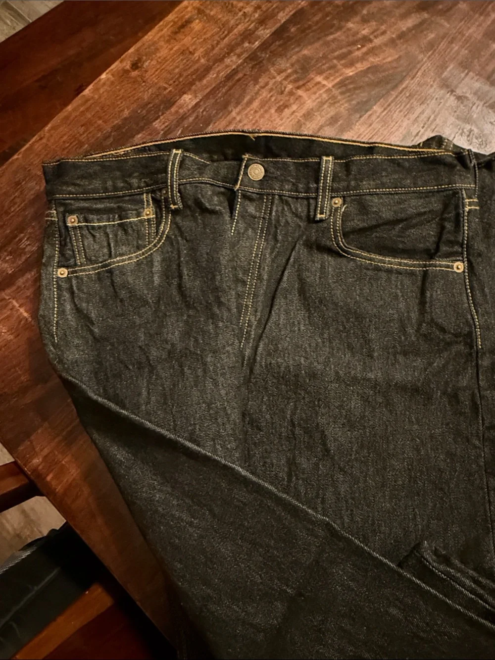 Levi's Men's Straight Jeans in Dark Indigo with Yellow Stitching 36x36